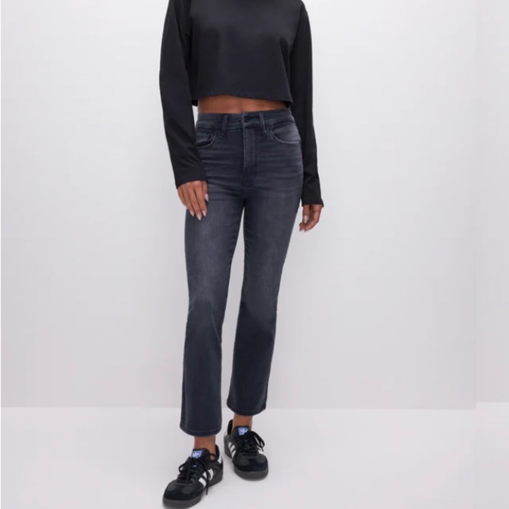 Good American Always Fits 6-12 Black Cropped Straight Leg NWOT
